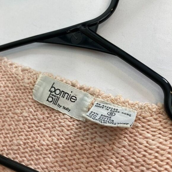 Bonnie & Bill Vintage Pink Embroidered Flowers Lace Appliqué Sweater Size S - Picture 2 of 13